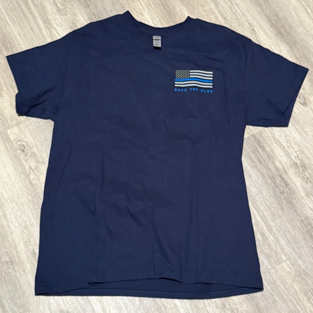 Back the Blue Shirt‎ Adult L Blue Big Rig Graphic Tee Law Enforcement Trucker